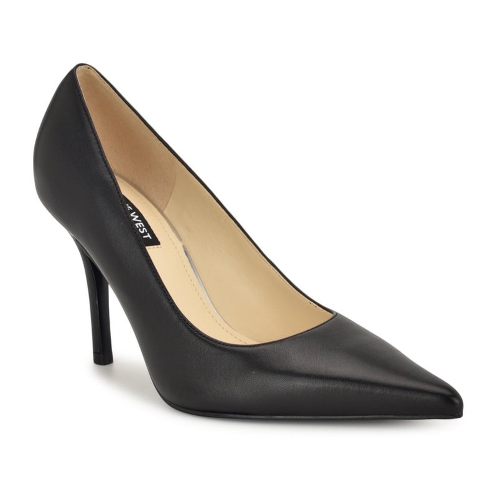 Nine West Womens Black Leather Pointed Toe Stiletto Pump Heels Size 7.5M
